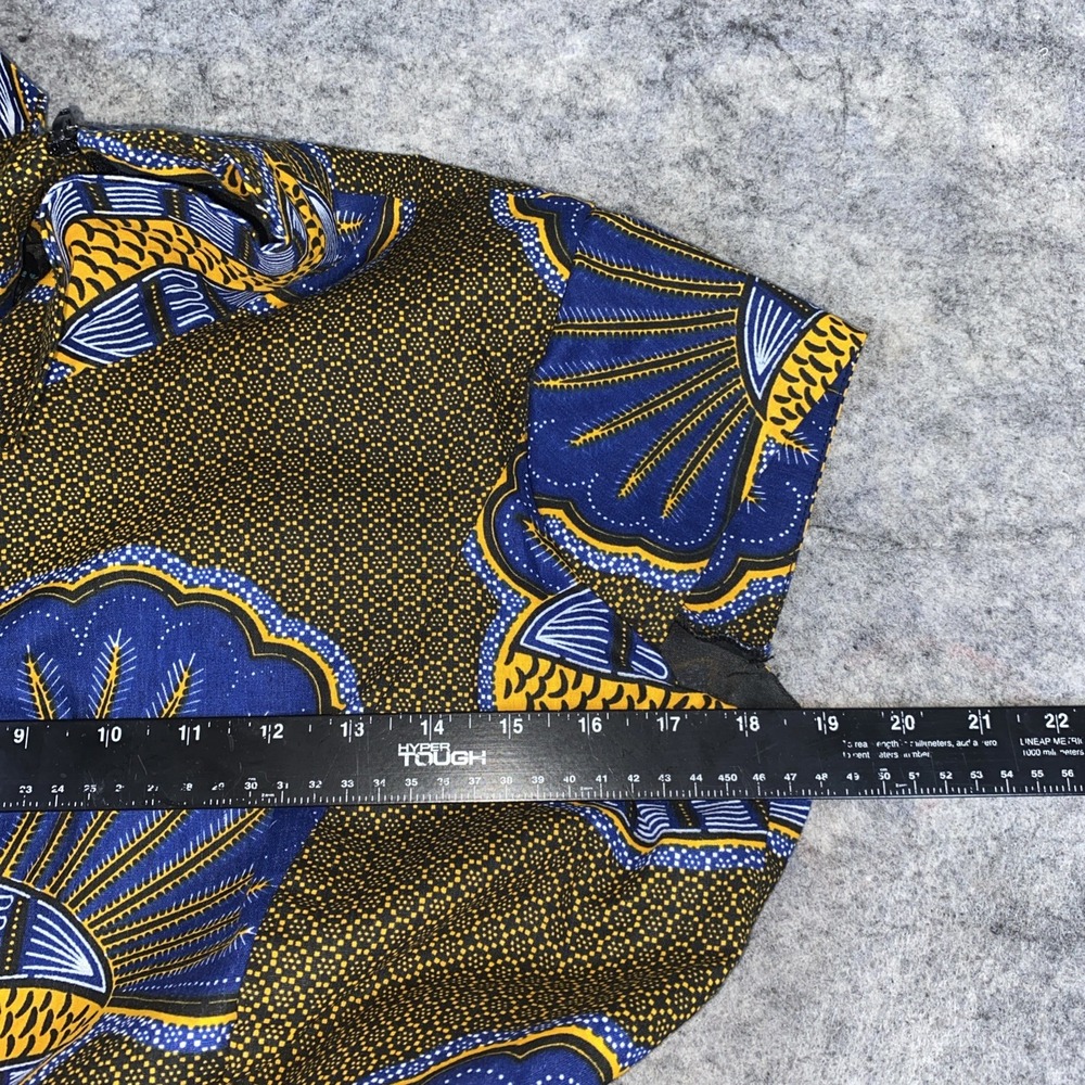 Ray Darten Gown Women's L Navy Blue & Yellow Seashell Ayoade African‎ High Low - Picture 13 of 16